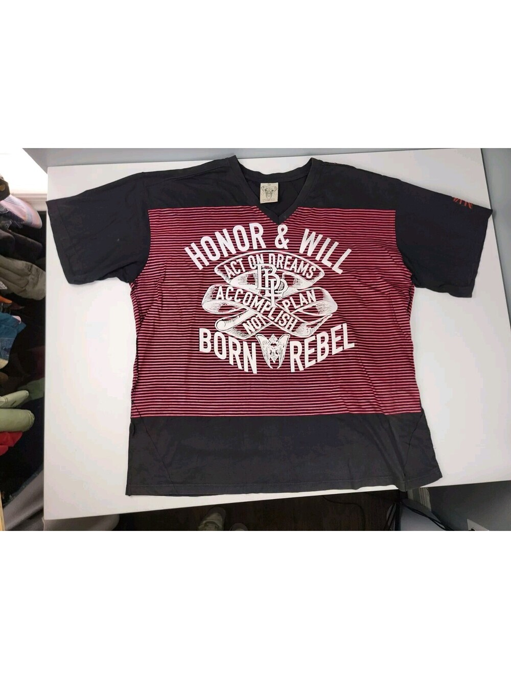 Blac Label Shirt Mens Sz 6XL (5XL?) *Honor Will Born Rebel* Graphic Shirt Y2K